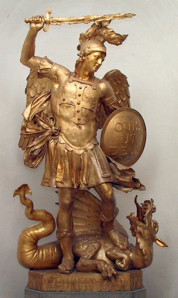 Michael defeating satan Michael defeating satan